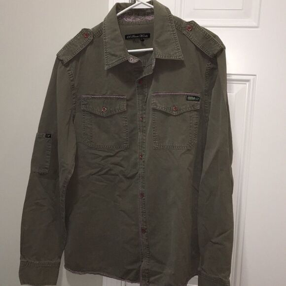 Olive green pink Mambo Hero military travel shirt - Picture 1 of 6